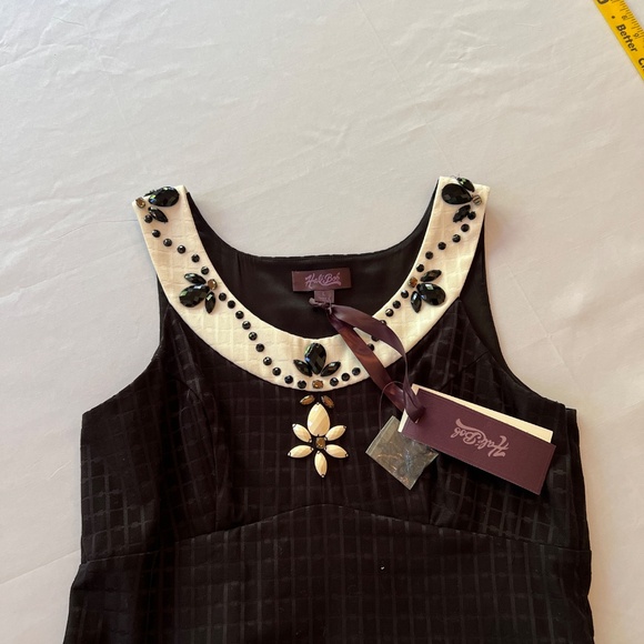 Hale Bob Beaded Color Blocking Dress Black/ White Sz L NWT - Picture 4 of 12